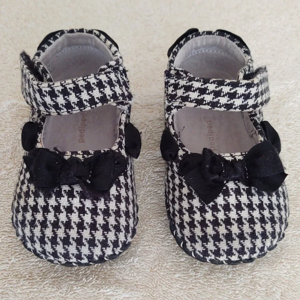 Pediped Originals, Black & White Houndstooth Mary Jane, 12-18 Mos.
